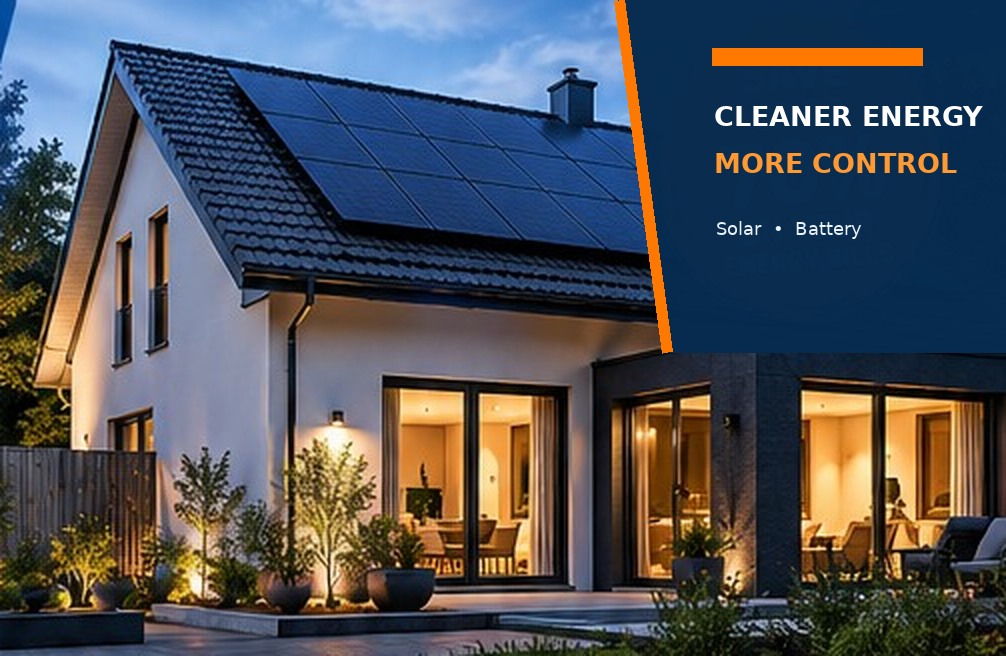 Solar panels on a modern home